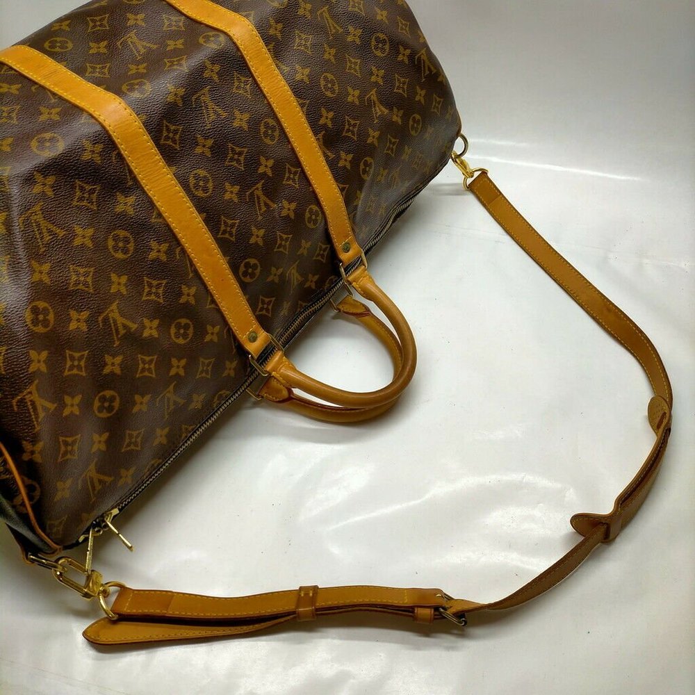 AUTHENTIC Louis Vuitton LV Boston Bag Keepall Bandouliere 55 Browns Monogram - Picture 5 of 11